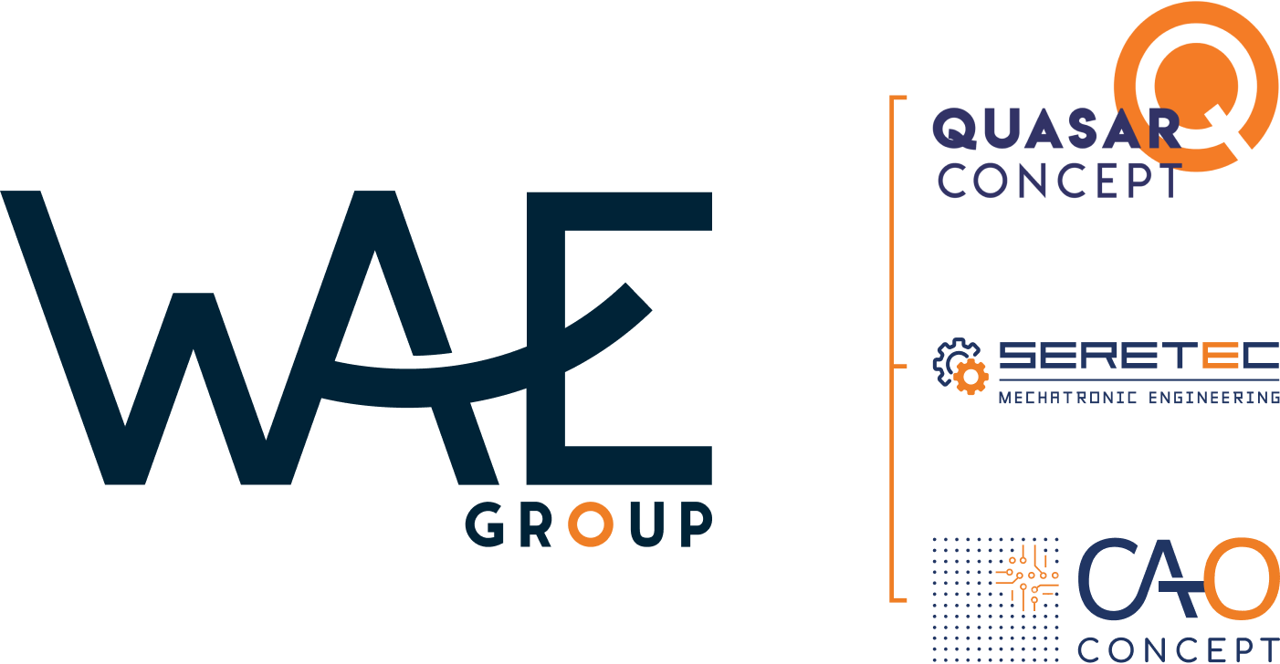 logo WAE Group et CAO Concept, Quasar Concept, SERETEC