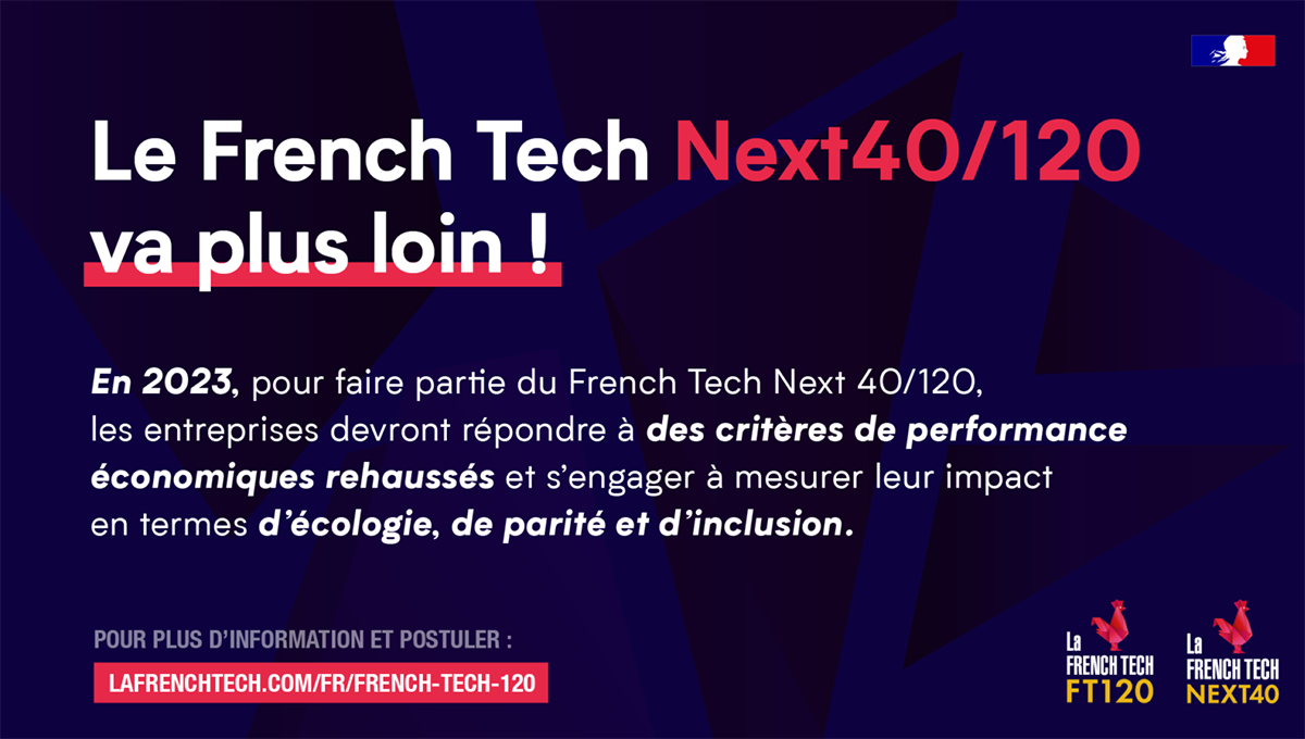 Visuel French Tech Next 40 et Next 120 pour l'appel à candidatures 2023